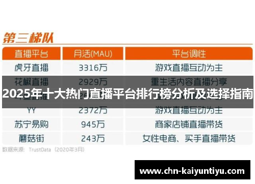 2025年十大热门直播平台排行榜分析及选择指南